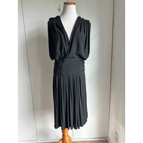 Robert Rodriquez Cocktail Dress Grey Size large Knit Jersey Knee Length - Picture 2 of 12